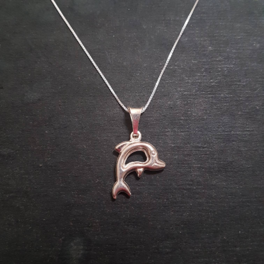 925 Sterling Silver Hollow Dolphin Pendant Charm 34$